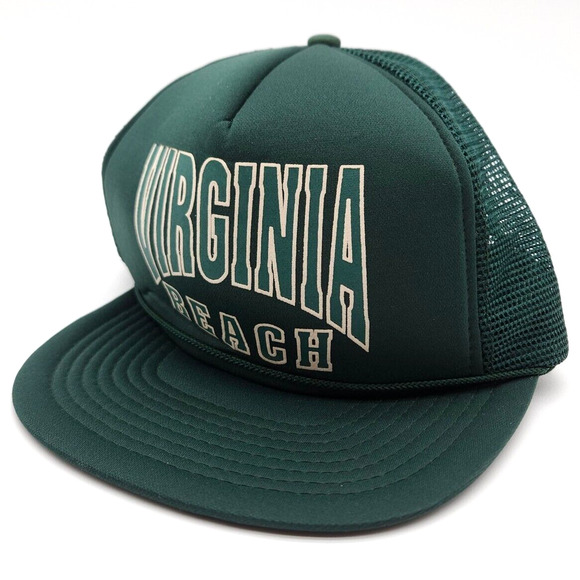 Vintage Virginia Beach Snapback Rope Mesh‎ Trucker Hat Mohr's Green Ball Cap - Picture 1 of 7